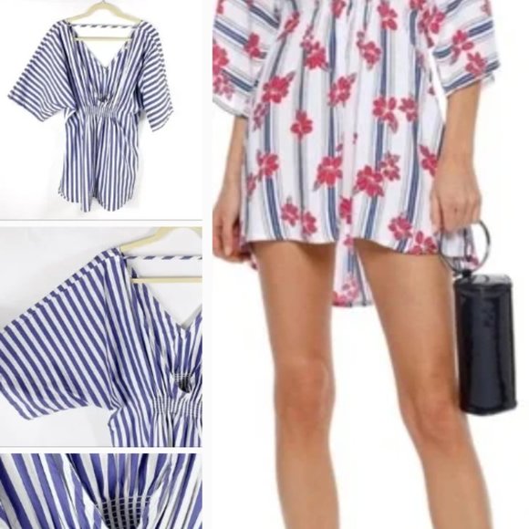NWT Onia Alessandra Plunging Striped Coverup Dress {blue & white stripe} - Picture 10 of 11